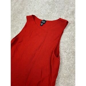 Eileen Fisher Top Women's Red M 100% Wool Knit Sleeveless Tank
